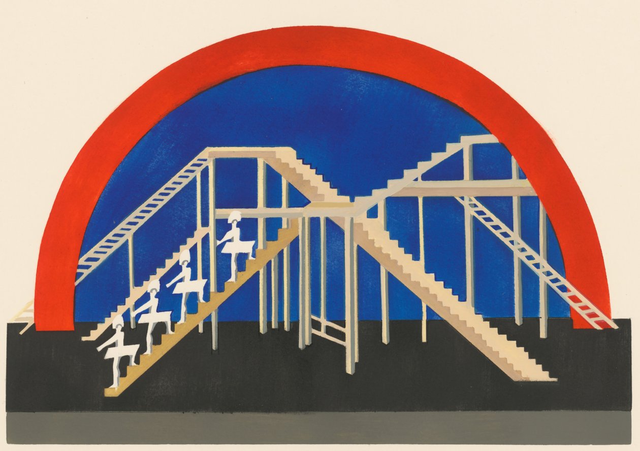 Naturskön design från portföljen Décors de Théâtre, 1930. av Alexandra Alexandrowna Exter
