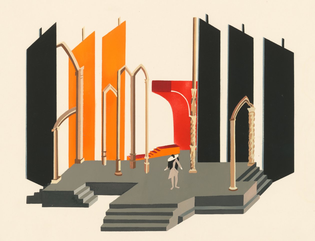 Naturskön design från portföljen Décors de Théâtre, 1930. av Alexandra Alexandrowna Exter