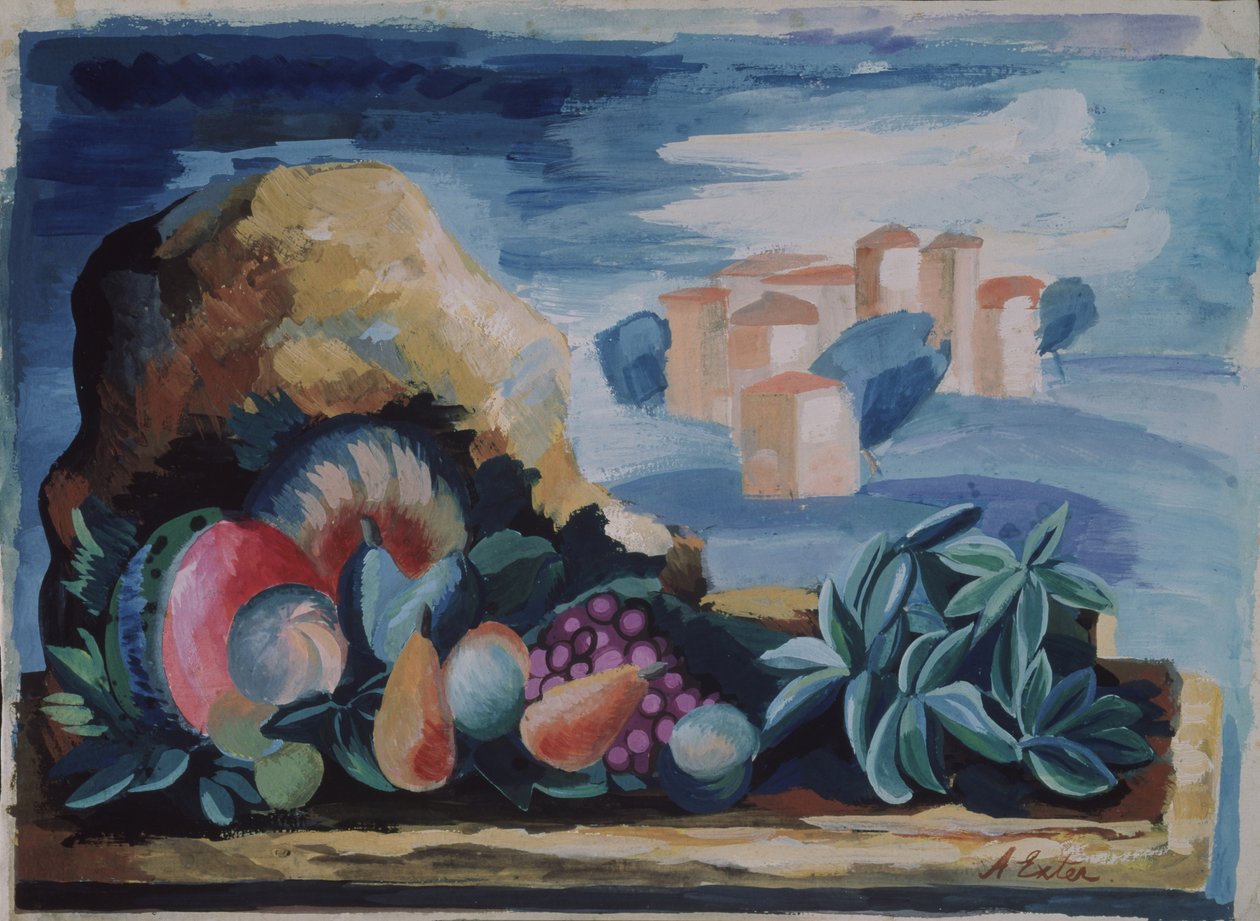 Stilleben med landskap, 1930-tal av Alexandra Alexandrowna Exter