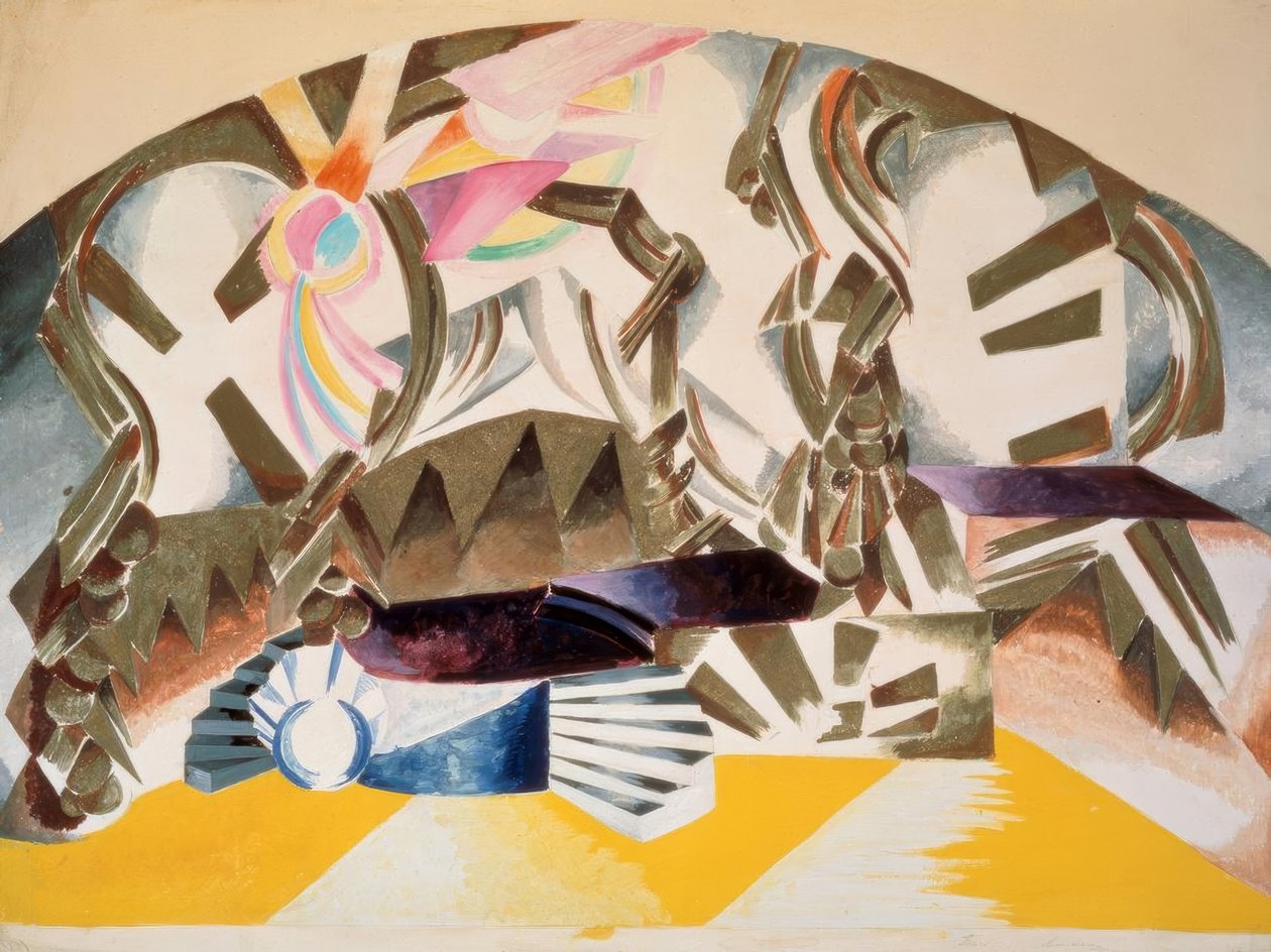Scenografi för föreställningen i Moskva, Kamerny Theatre, 17 maj 1921 av Alexandra Alexandrowna Exter