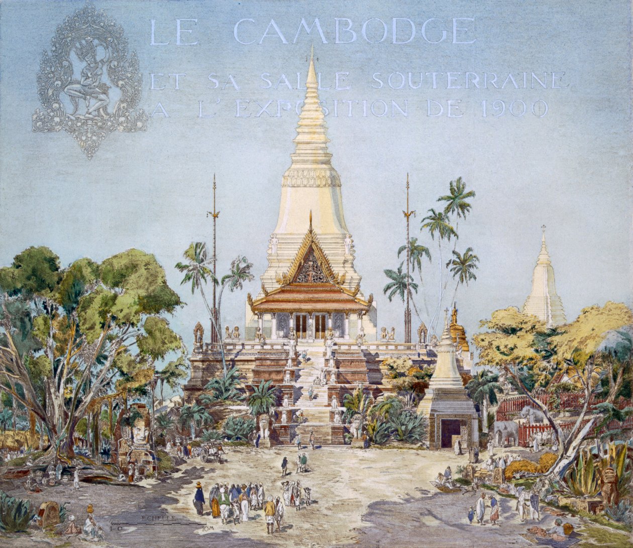 Den kambodjanska paviljongen, Paris Expo, 1900, från "Orientalisme et Architecture Contemporaine". av Alexandre Auguste Louis Marcel