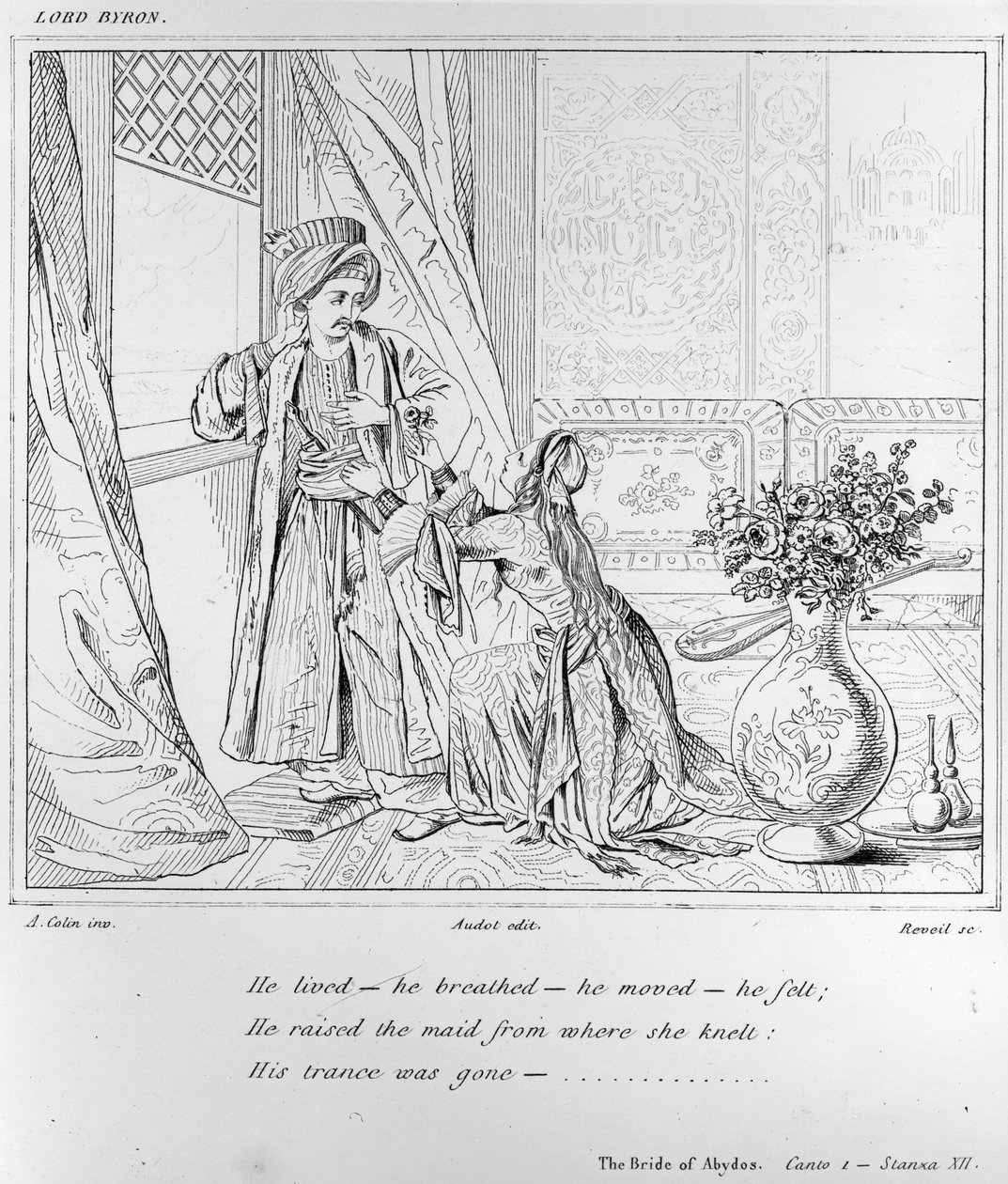 Scen från The Bride of Abydos av Lord Byron av Alexandre Marie Colin