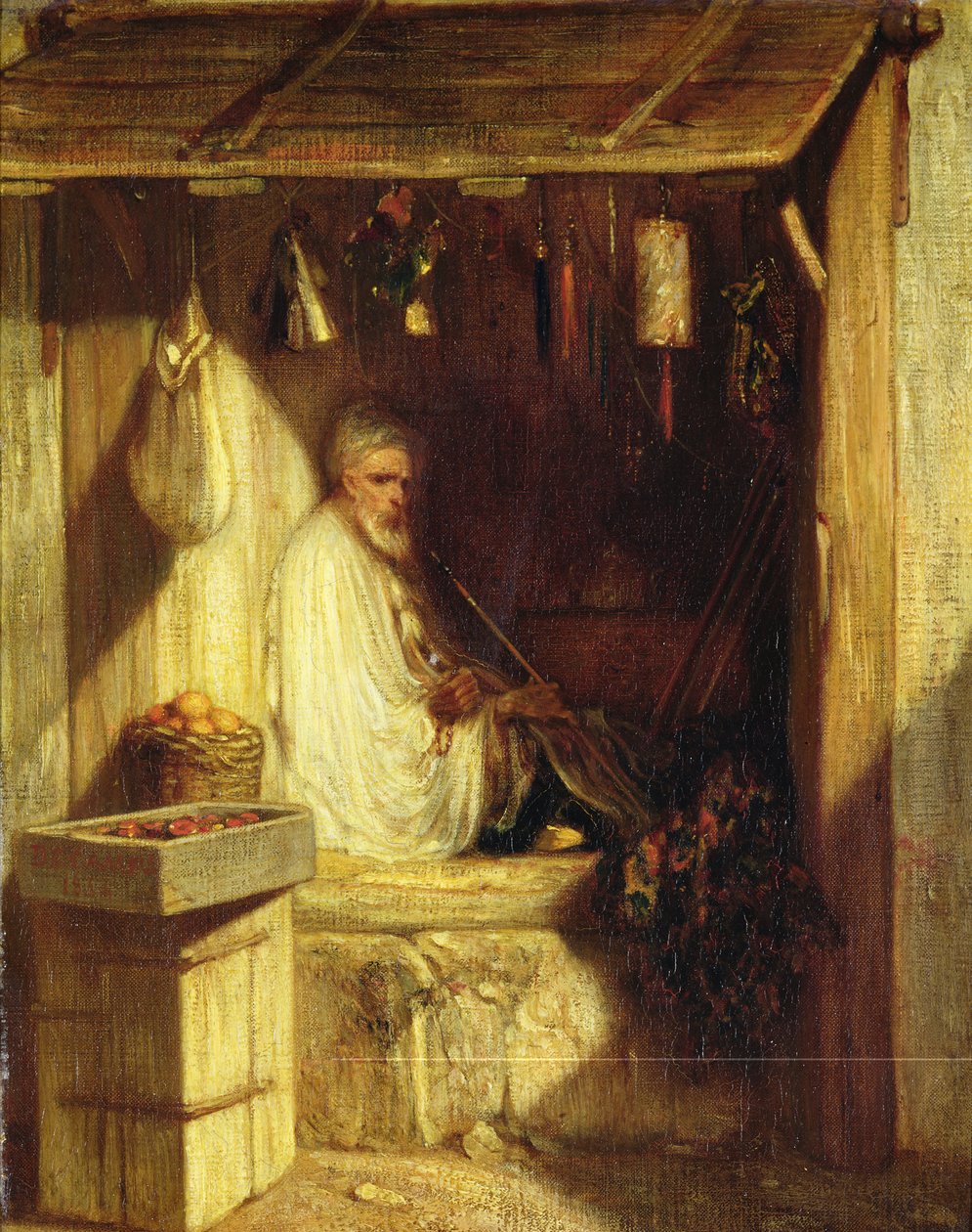 Turkisk köpman röker i sin butik, 1844 av Alexandre Gabriel Decamps