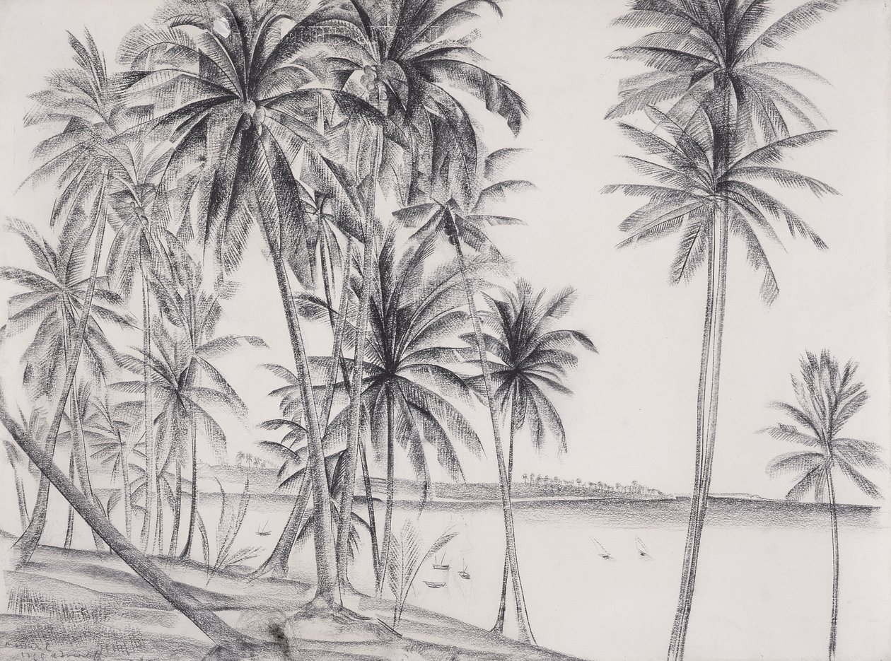 Mossuril, Moçambique, 1925 (svart krita på papper) av Alexandre Iacovleff