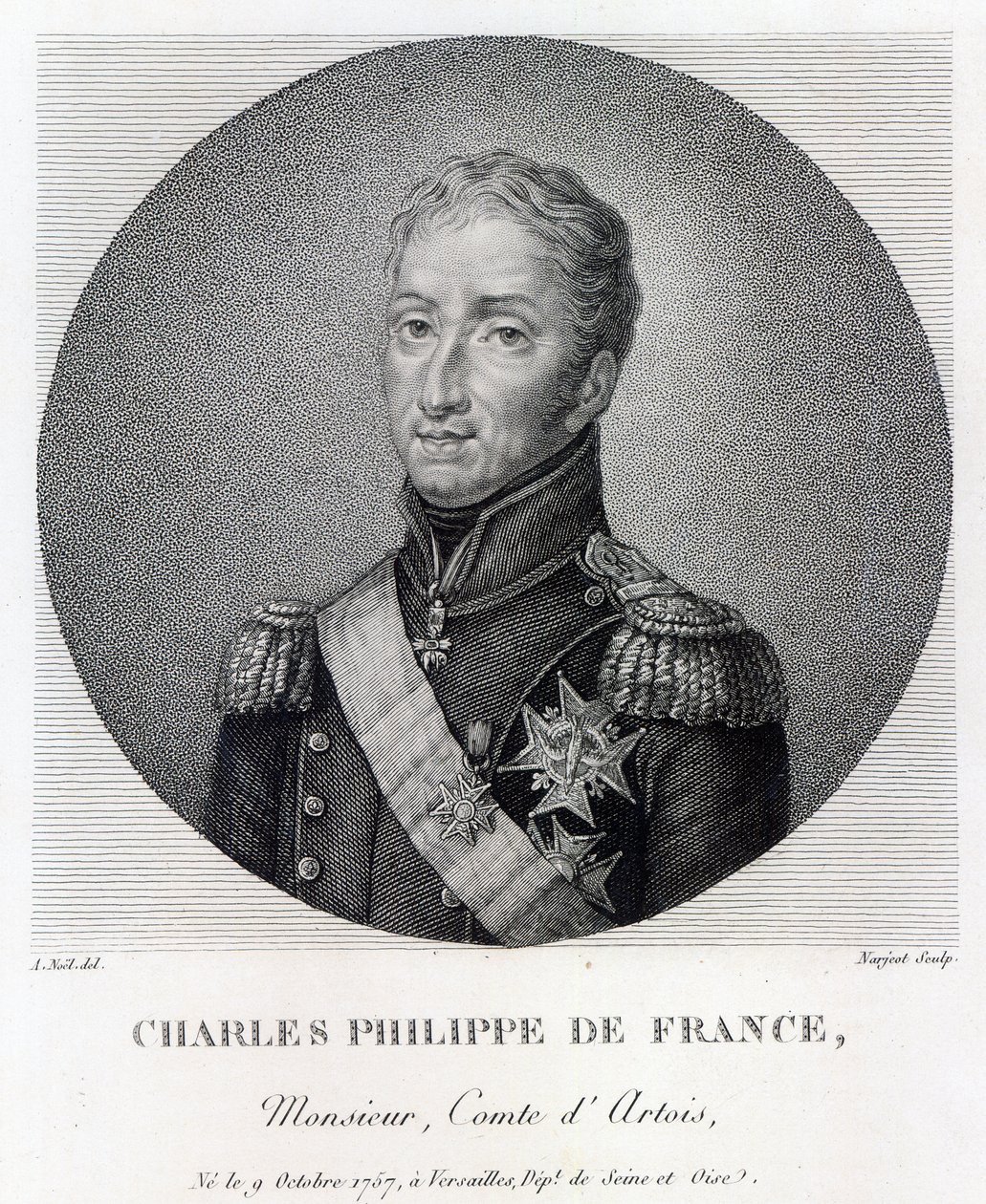 Porträtt av Karl av Frankrike (1757-1836), greve av Artois, framtida Karl X kung av Frankrike och Navarra av Alexandre Jean Noel