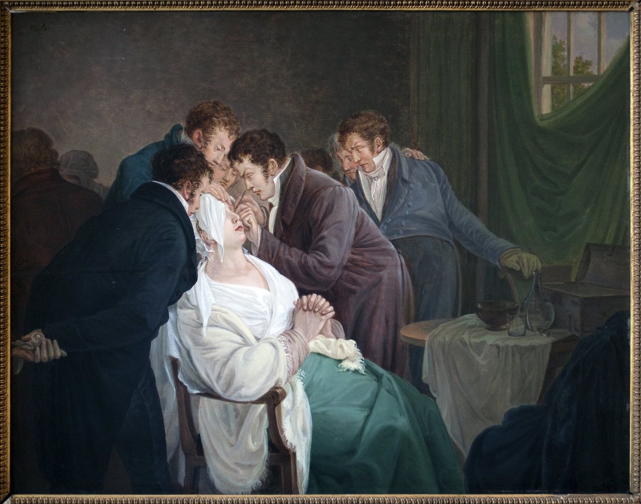 Operationen av grå starr av baron Guillaume Dupuytren (1777-1835). Målning av Alexandre Jean Drahonet, pseudonym av Alexandre Jean Dubois (1791-1834), olja på trä av Alexandre Jean Dubois Drahonet