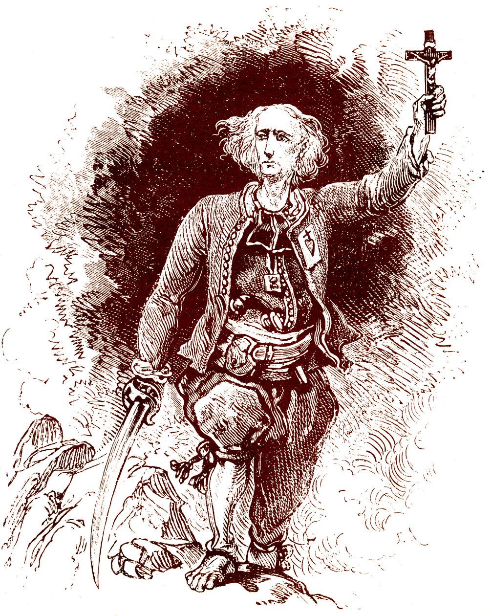 En Chouan-präst. Royalistiskt uppror i Bretagne. Slutet av 1800-talet (gravyr) av Alexandre (1850 1888) Ferdinandus