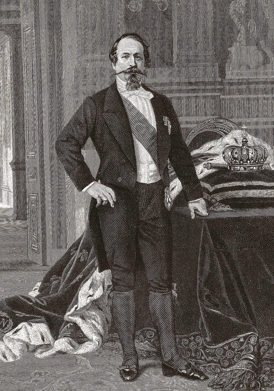 Porträtt av Napoleon III, fransmännens kejsare - grav. från målningen av Alessandro Cabanel. av after Alexandre Cabanel