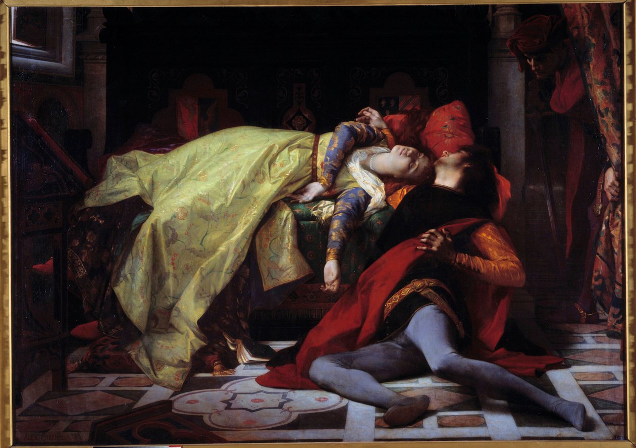Francesca de Rimini och Paolo Malatestas död (1284). Målning av Alexandre Cabanel (1823-1889) av Alexandre Cabanel