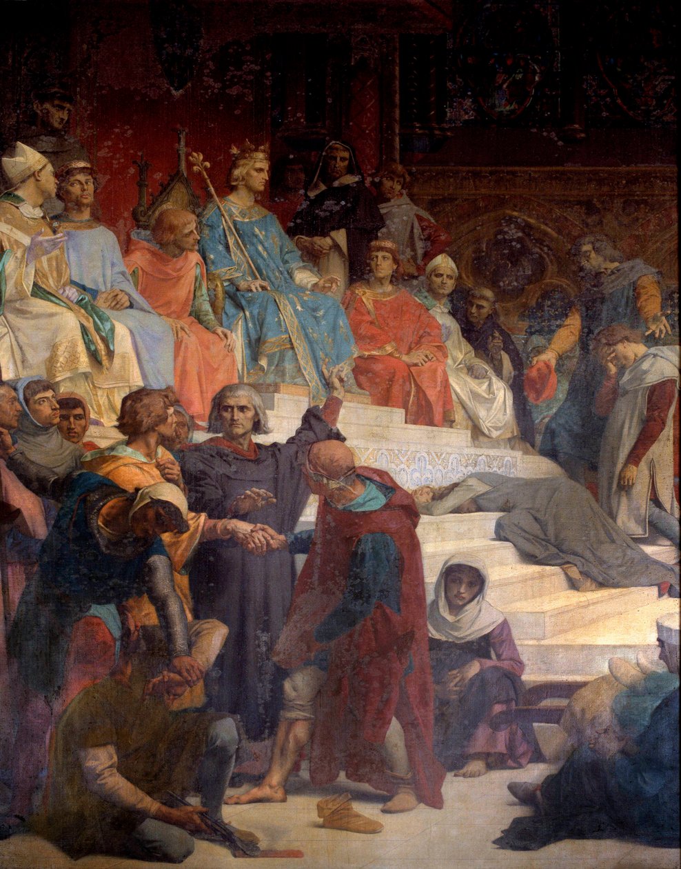 Kung Ludvig IX (Saint Louis) (1214-1270) ger rättvisa Målning av Alexandre Cabanel (1823-1889) 1800-talets Paris, Pantheon av Alexandre Cabanel