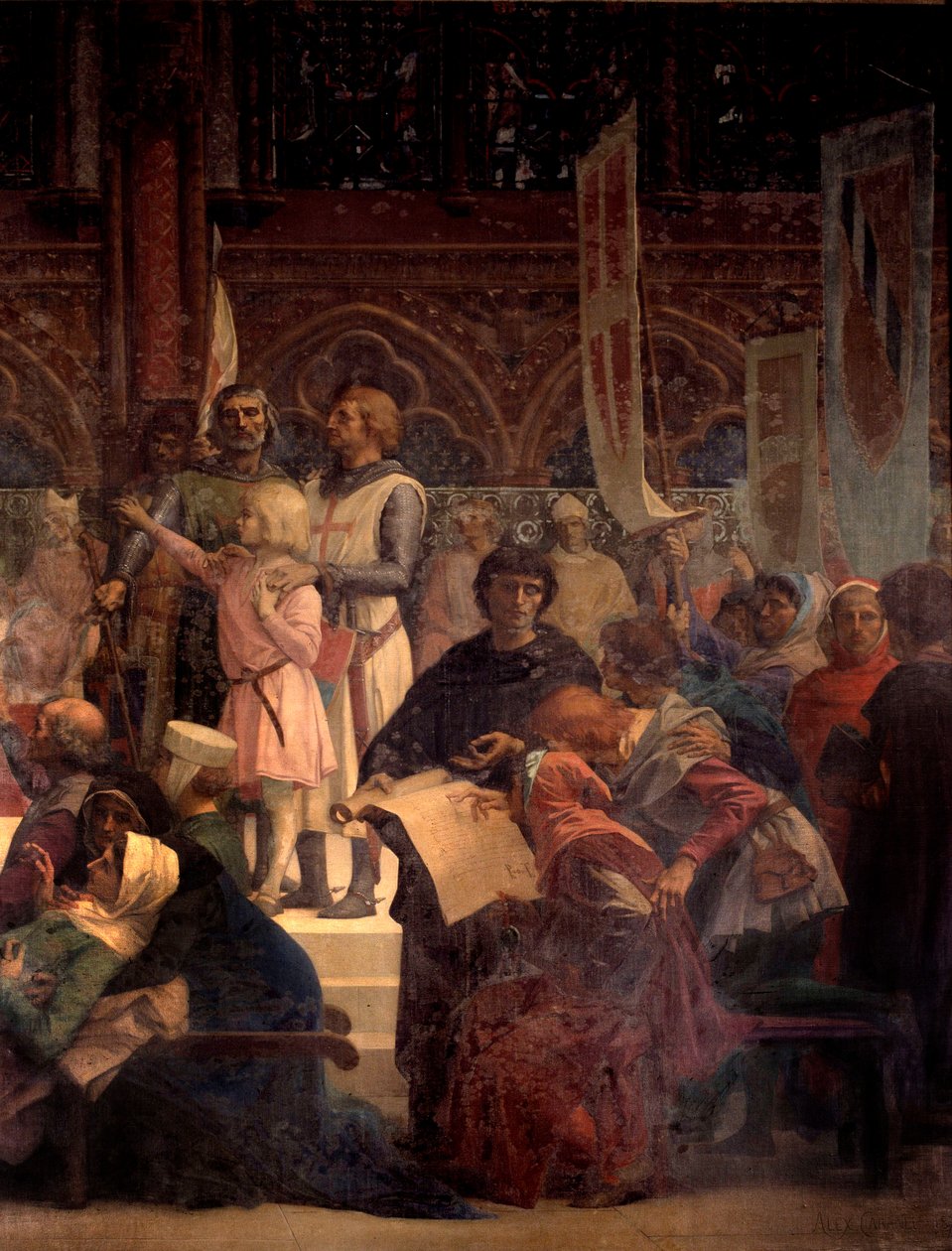 Kung Ludvig IX sa att Saint Louis (1214-1270) ger rättvisa Målning av Alexandre Cabanel (1823-1889) 1800-talets Paris, Pantheon av Alexandre Cabanel