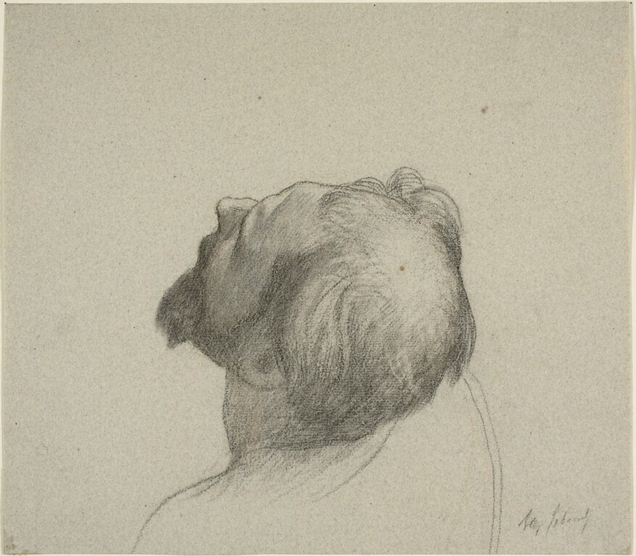 Studie av människans uppochnervända huvud av Alexandre Cabanel
