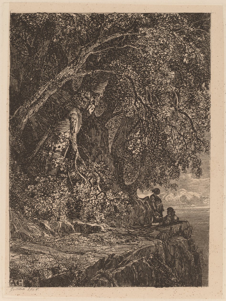 Par som vilar på en klippa av Alexandre Calame