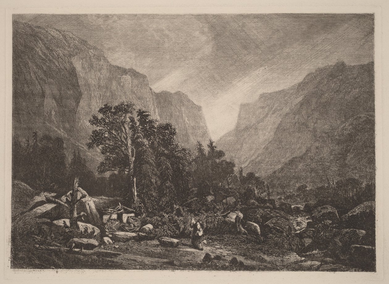 Par vid ett förfallet hus av Alexandre Calame