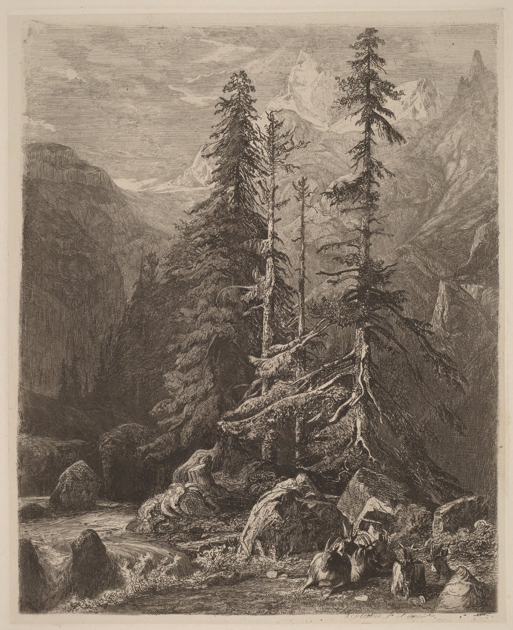 Etsningsförsök av Alexandre Calame, I, pl. 21 av Alexandre Calame