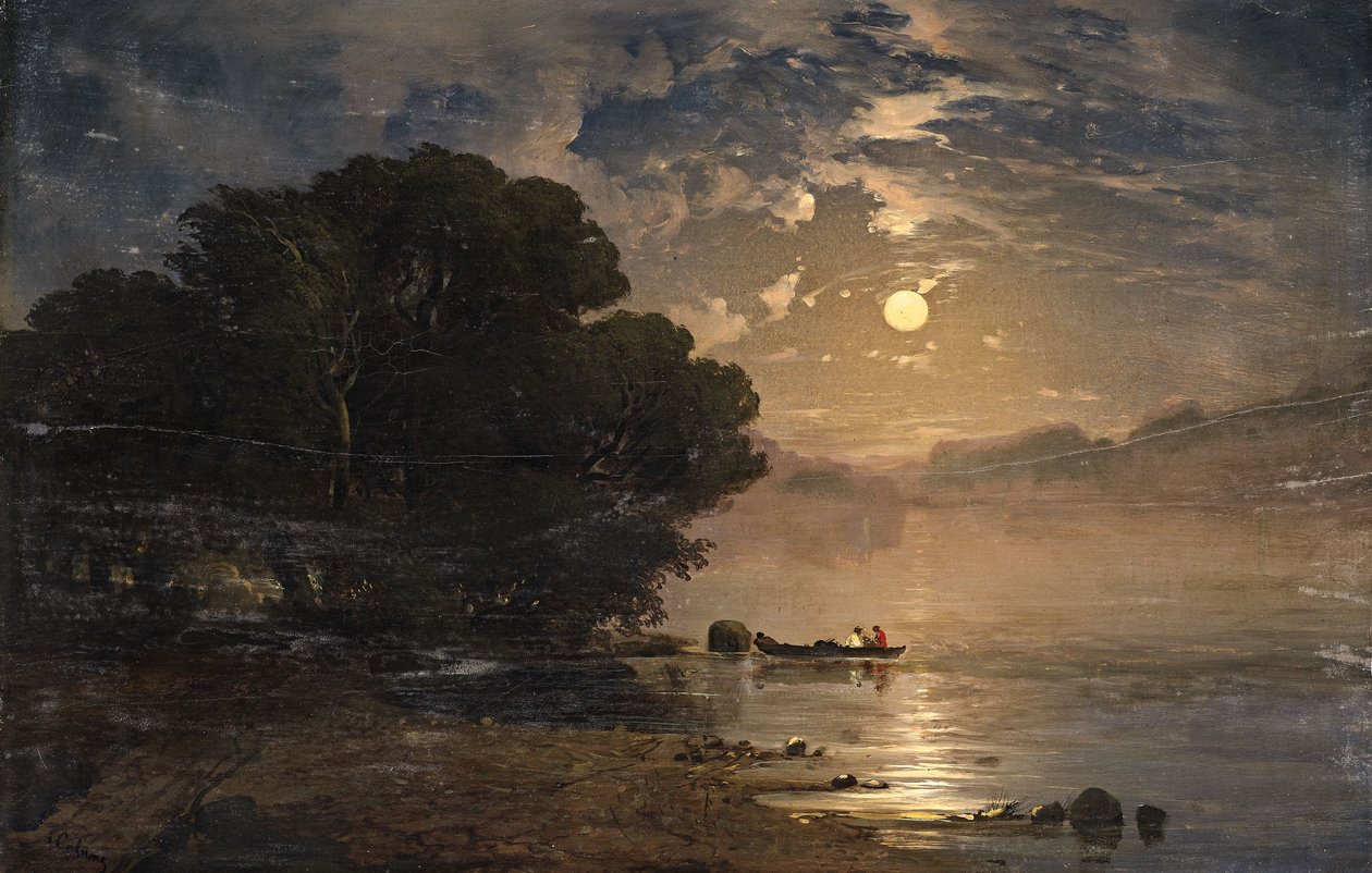 Kvällslandskap med en sjö av Alexandre Calame