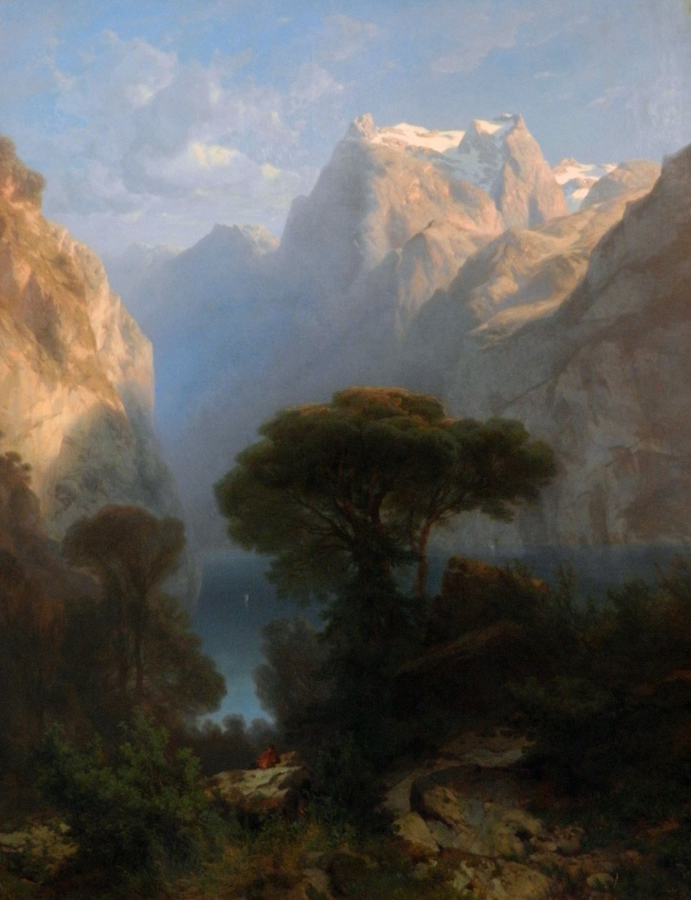 German: Vierwaldstätter See Lake Lucerne (1853) av Alexandre Calame