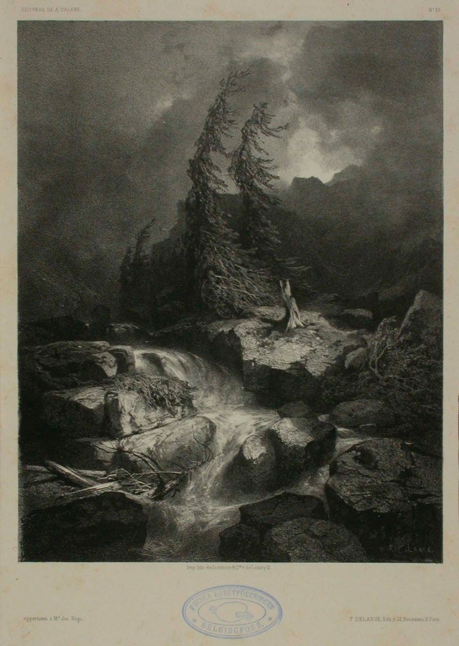 Bergsbäck i storm av Alexandre Calame