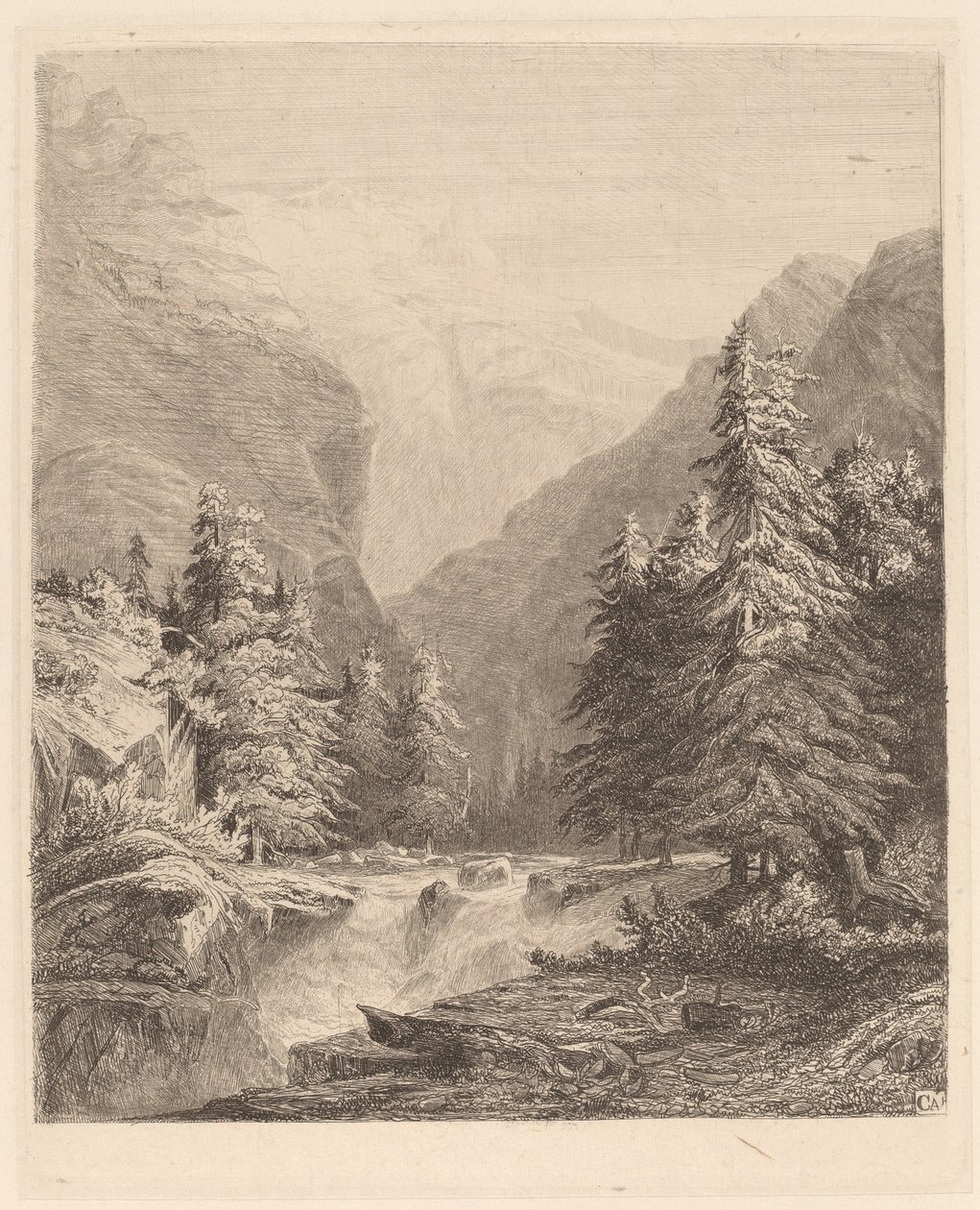 Berg vattenfall av Alexandre Calame