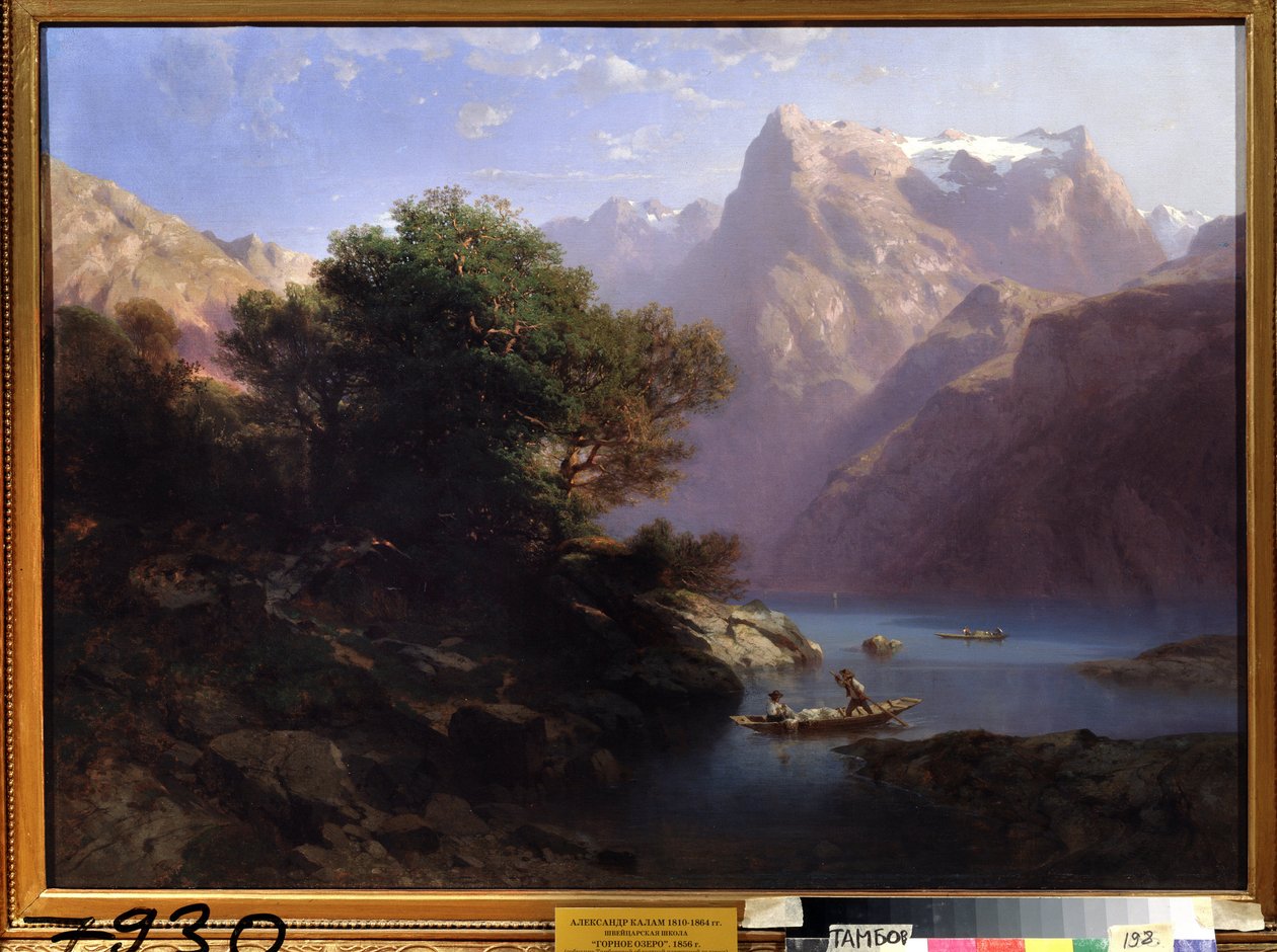 ""Berglandskap med sjö i Schweiz"" (Bergsjö) Målning av Alexandre Calame (1810-1864) 1860 Regional Art Gallery, Tambov Ryssland av Alexandre Calame