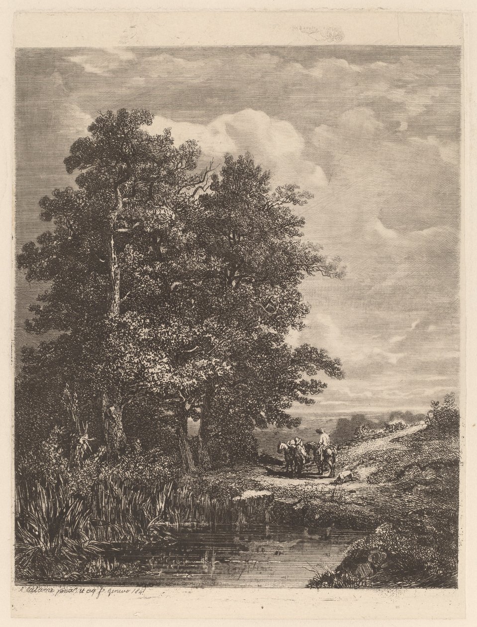 Ryttare vid en damm av Alexandre Calame