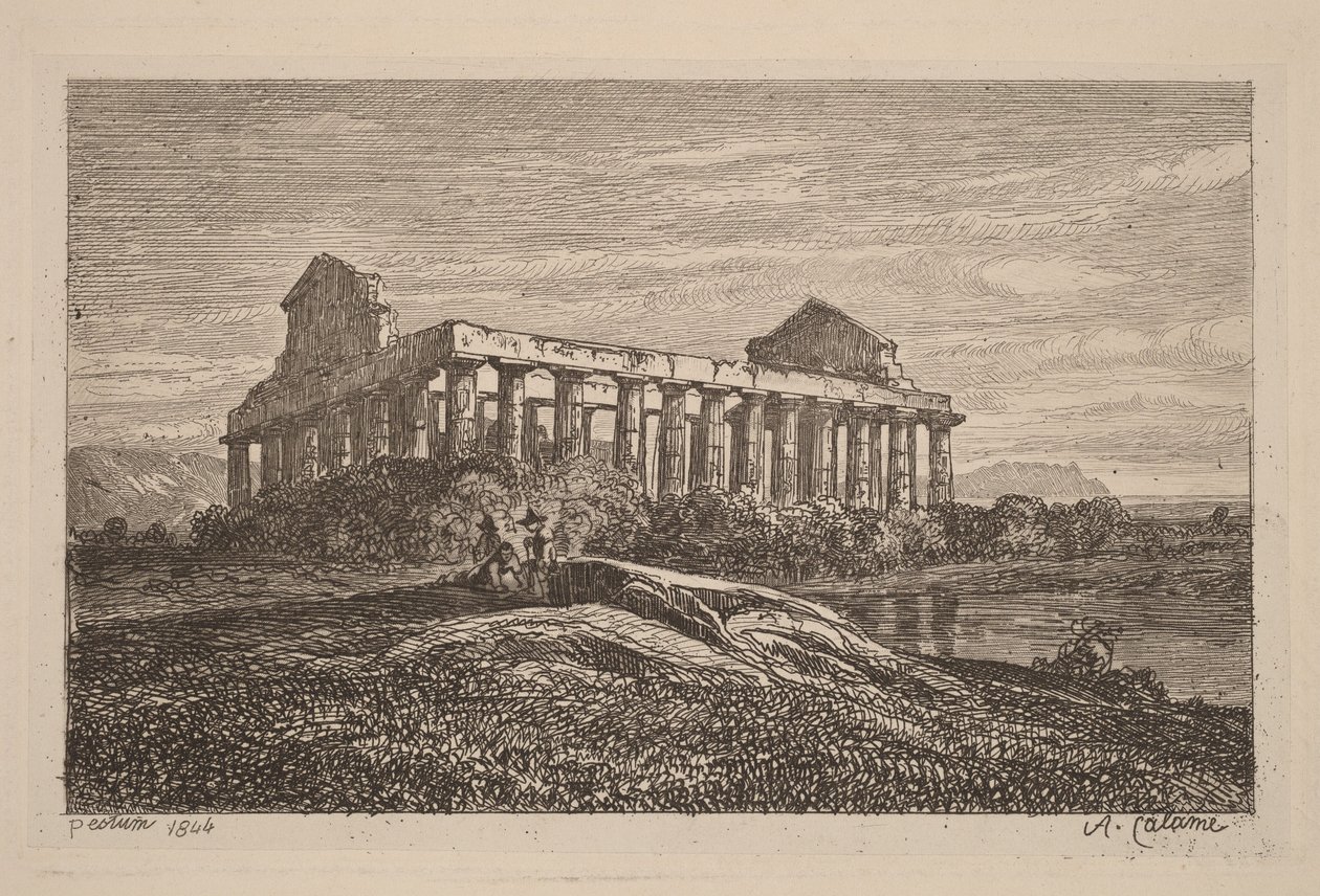 Ruiner vid Paestum av Alexandre Calame