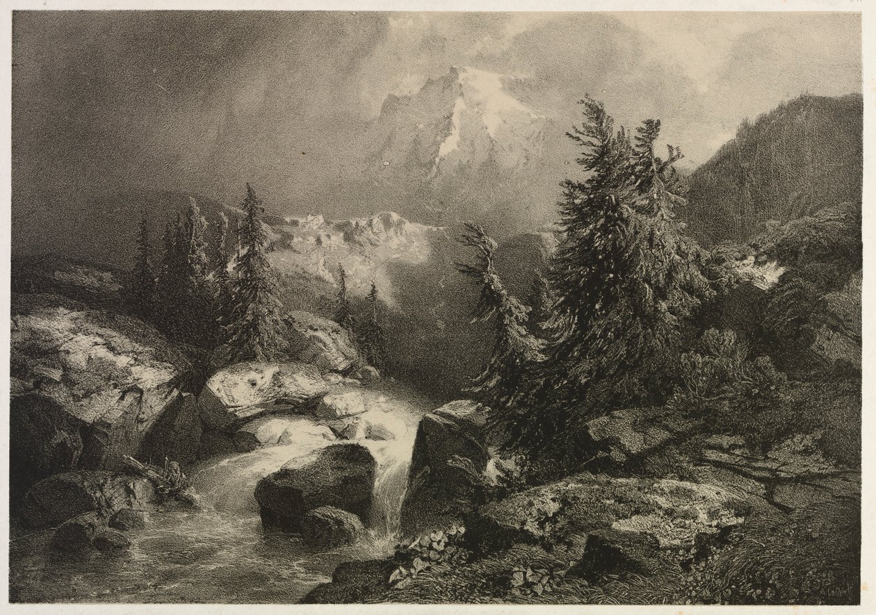 Storm i Alperna. av Alexandre Calame