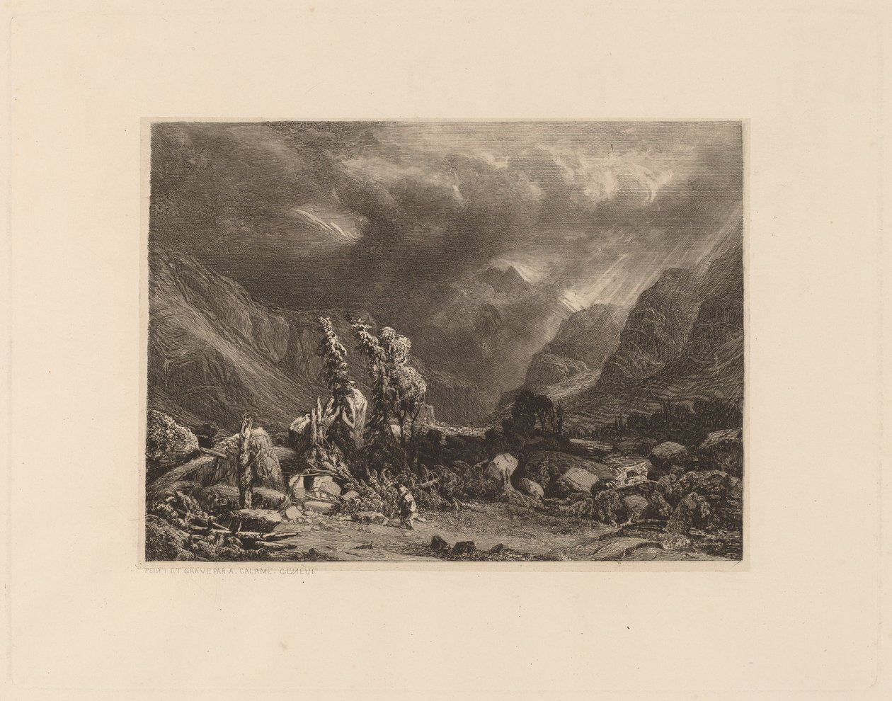 Storm i bergen av Alexandre Calame