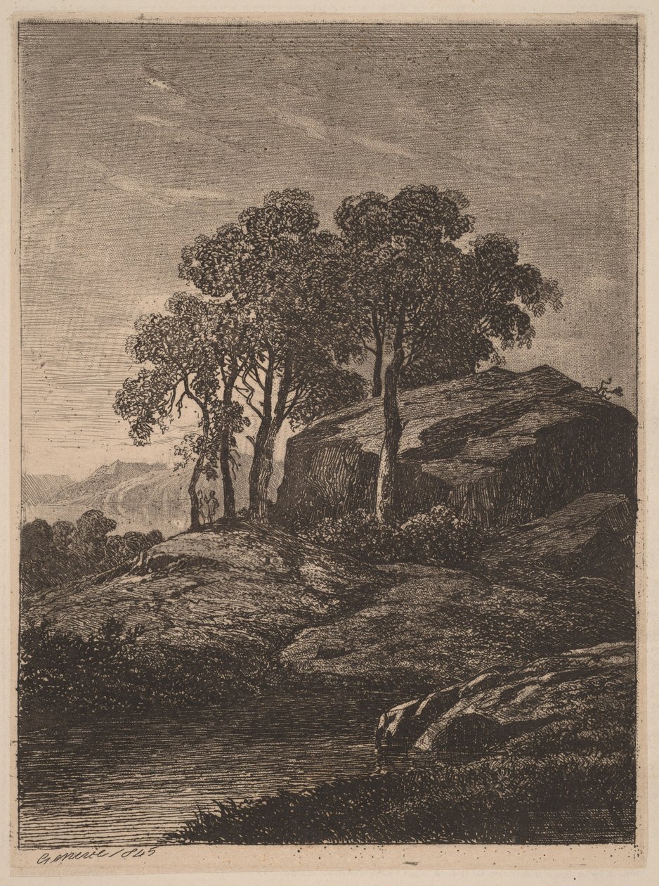 Träd vid en klippa av Alexandre Calame