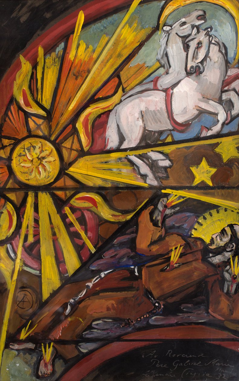 Målat glasprojekt för Saint-Maurice, ca 1930-32 (gouache på papper) av Alexandre Cingria