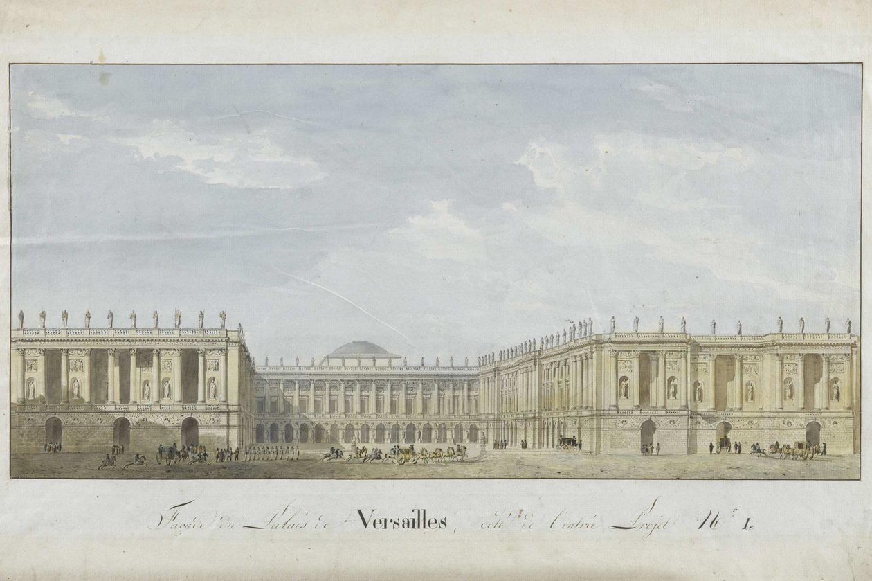 Fasadprojekt för slottet i Versailles på entrésidan, 1811-1813. av Alexandre Dufour