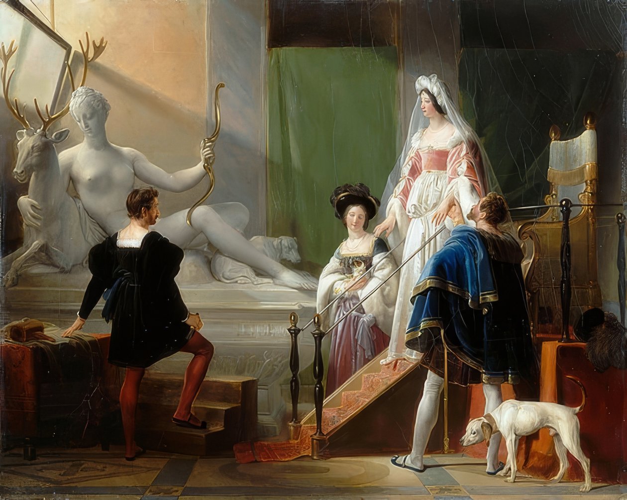 Diane de Poitiers besöker Jean Goujons ateljé av Alexandre Evariste Fragonard