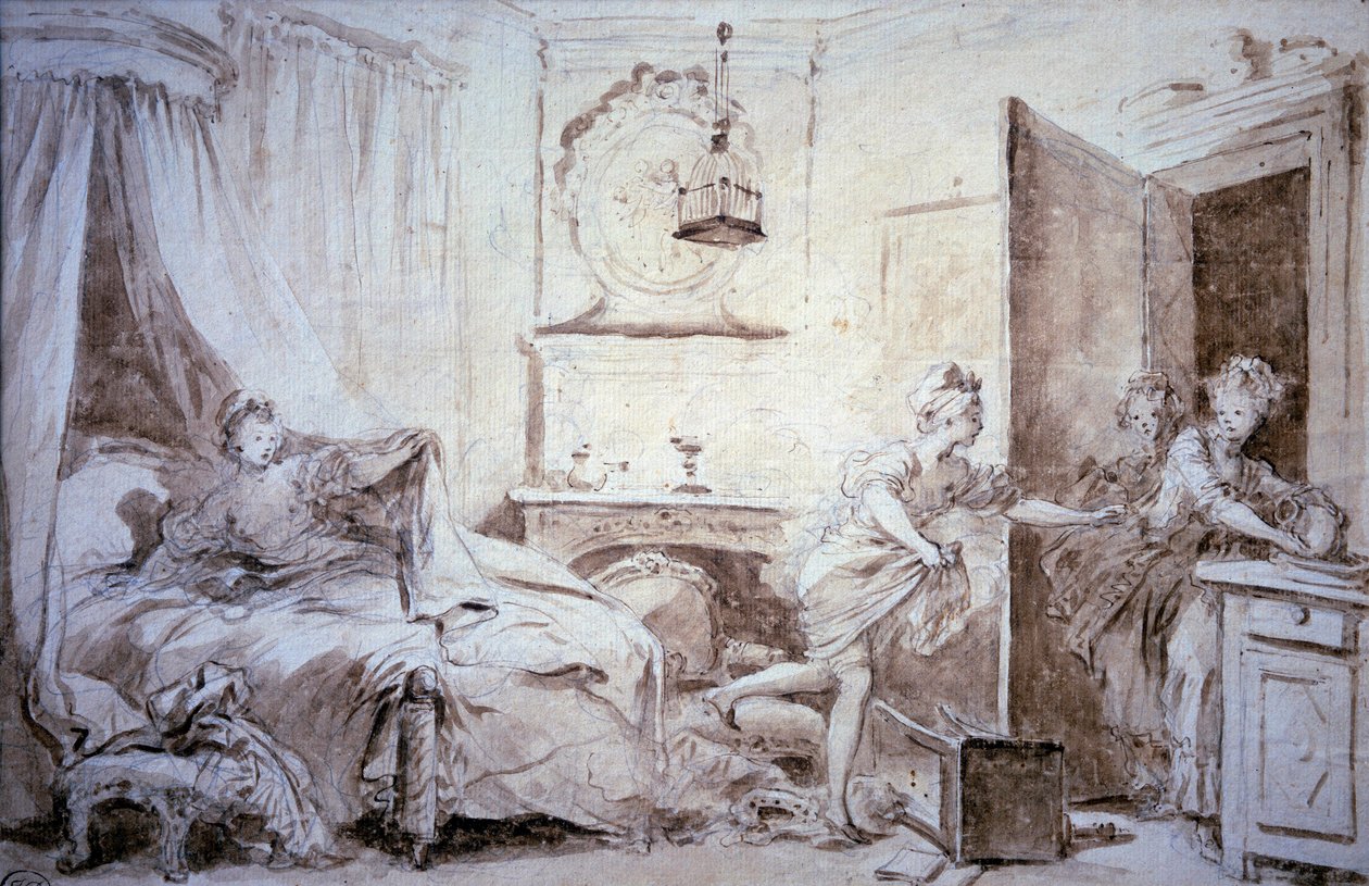 Ma shirt burn Teckning i tvätten av Alexandre Evariste Fragonard (1780-1850) 1700-tal sön. 0,24x0,37 m Paris, Louvren av Alexandre Evariste Fragonard