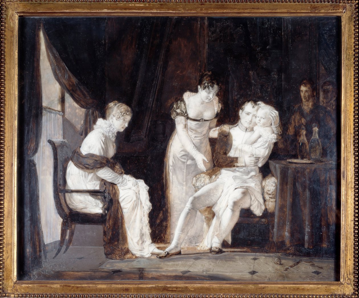 Napoleon med kungen av Rom. Napoleon I Bonaparte (1769-1821), hans hustru Marie-Louise av Österrike (1791-1847) och i sin famn kallade deras son Napoleon II kungen av Rom eller Aiglon (1811-1832). Målning av Alexandre Evariste Fragonard (1780-1850) av Alexandre Evariste Fragonard