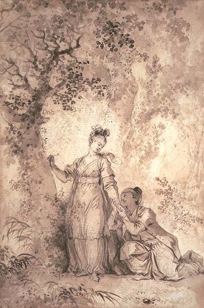 Fästmö till kungen av Garbe: trädet (penna och bläck) av Alexandre Evariste Fragonard