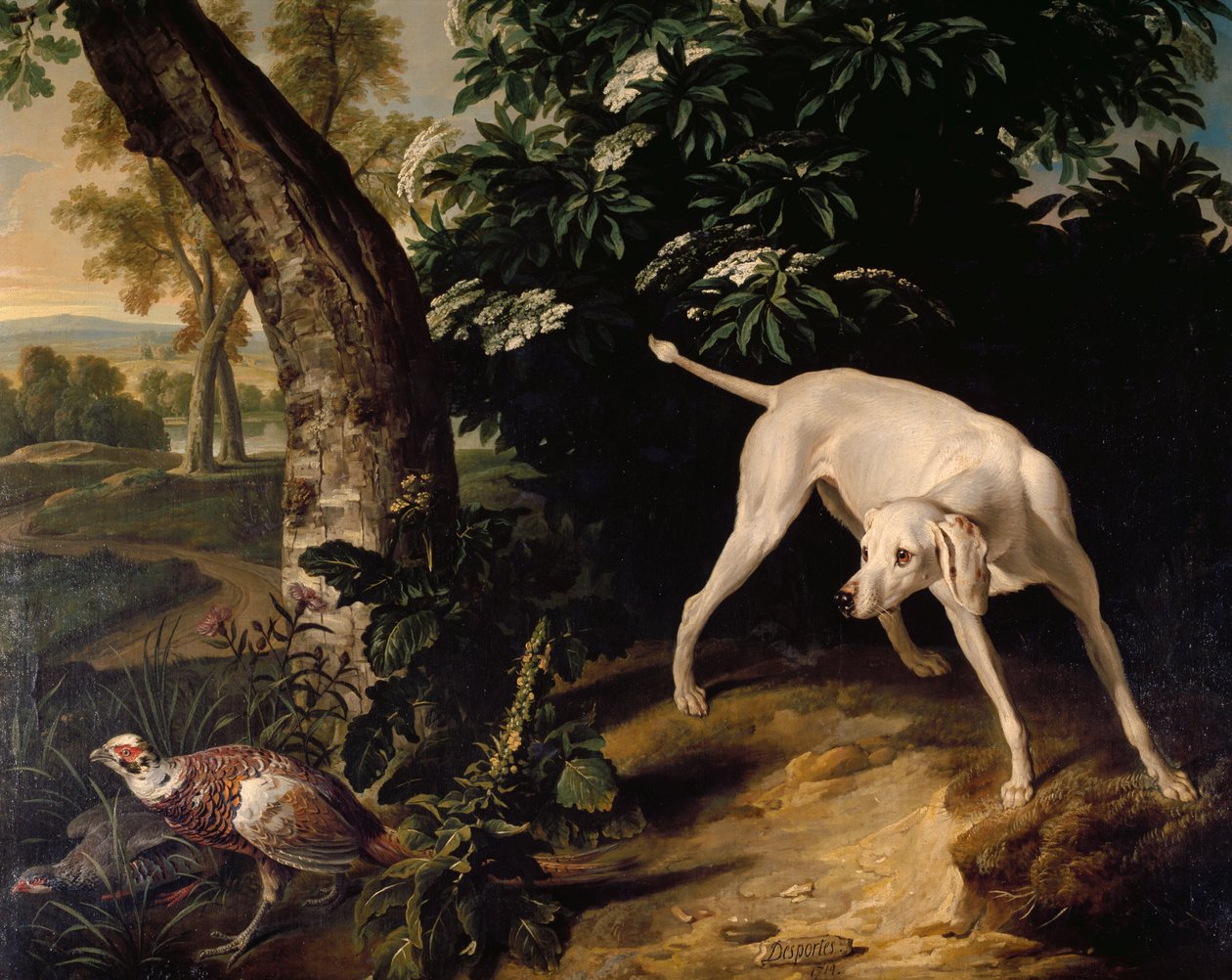 Jaktscen, detalj ur målning av Alexandre-Francois Desportes (1661-1743), Frankrike av Alexandre Francois Desportes