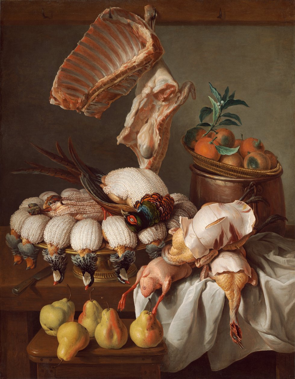 Stilleben med klädd vilt, kött och frukt, 1734. av Alexandre Francois Desportes