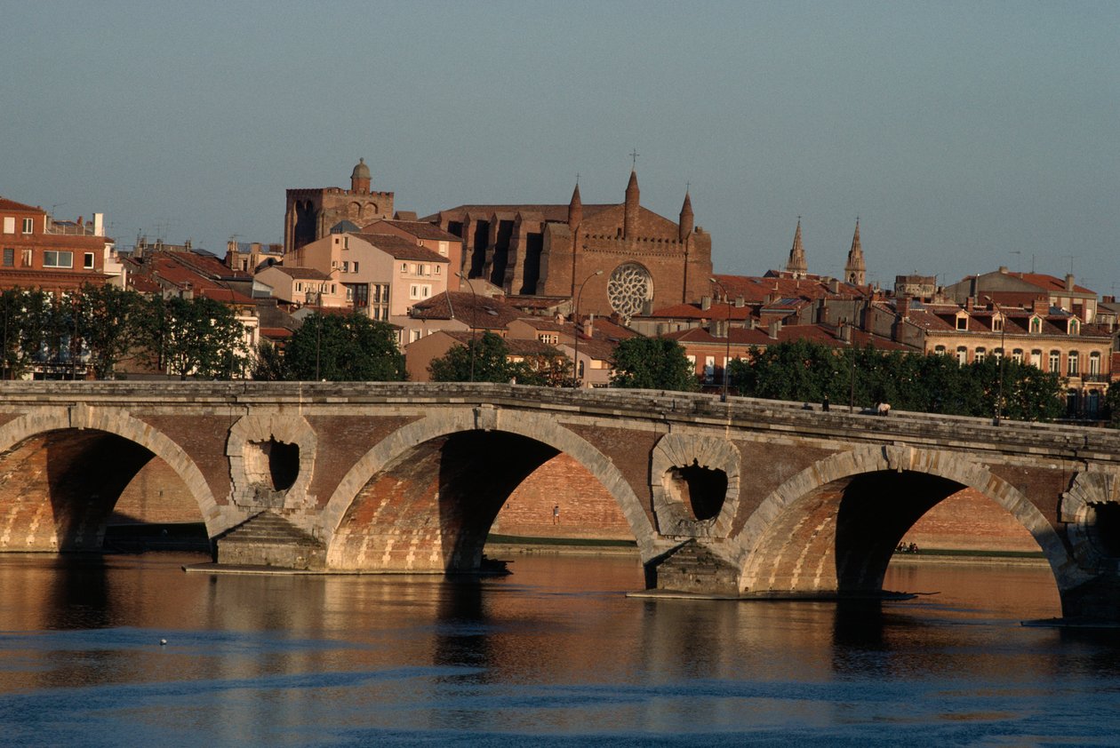 Pont-Neuf över Garonnefloden, Toulouse, Midi-Pyrénées, Frankrike av Nicolas Toussaint Charlet