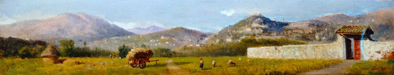 Toskanskt landskap av Lorenzo Gelati (1824-1893), olja på kartong av Nicolas Toussaint Charlet