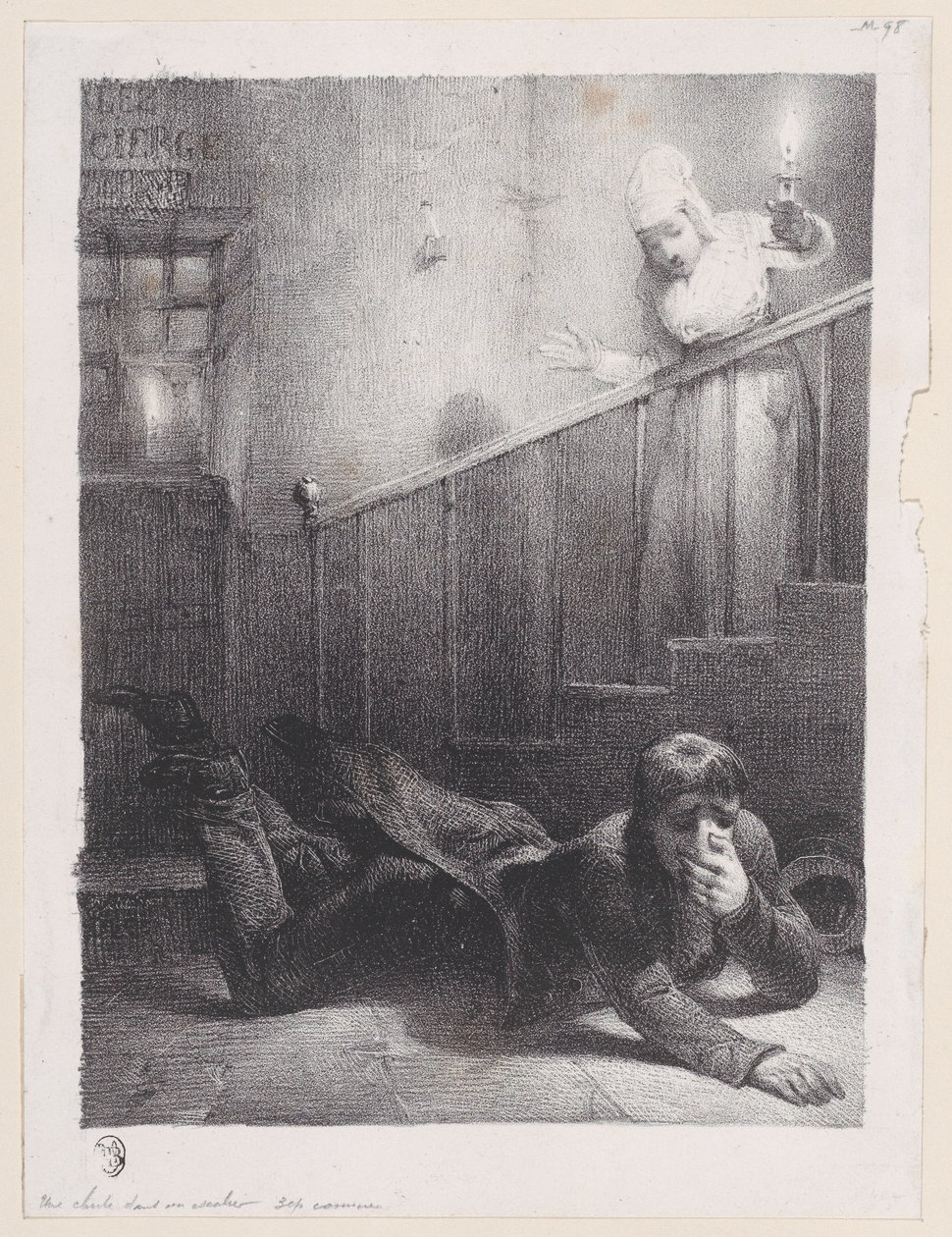 Ett fall nerför trappan, 1834-35. av Alexandre Gabriel Decamps