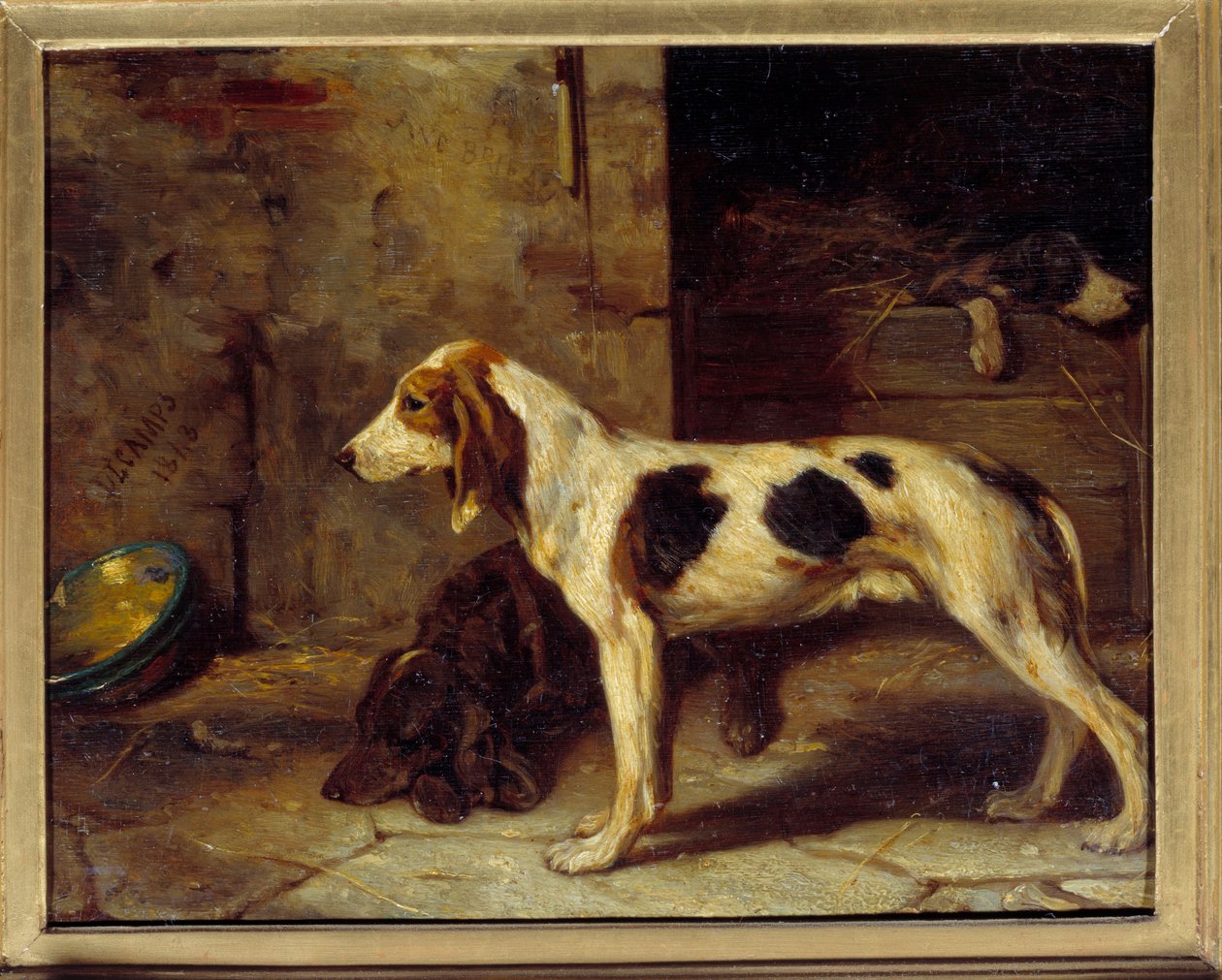 Hundar Brifauts målning av Alexandre Gabriel Decamps (1803-1860) 1843 Sön. 0,25x0,32 m av Alexandre Gabriel Decamps