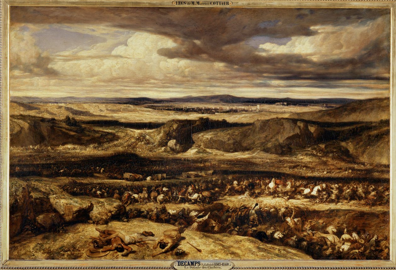 La defaite des Cimbres - Den romerske generalen Gaius Marius besegrar cimbrerna på en slätt i Provence... av Alexandre Gabriel Decamps