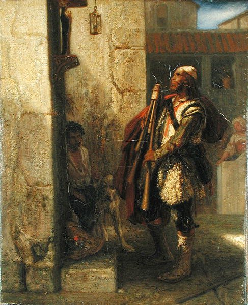 Pifferaro framför en Madonna, 1847 av Alexandre Gabriel Decamps