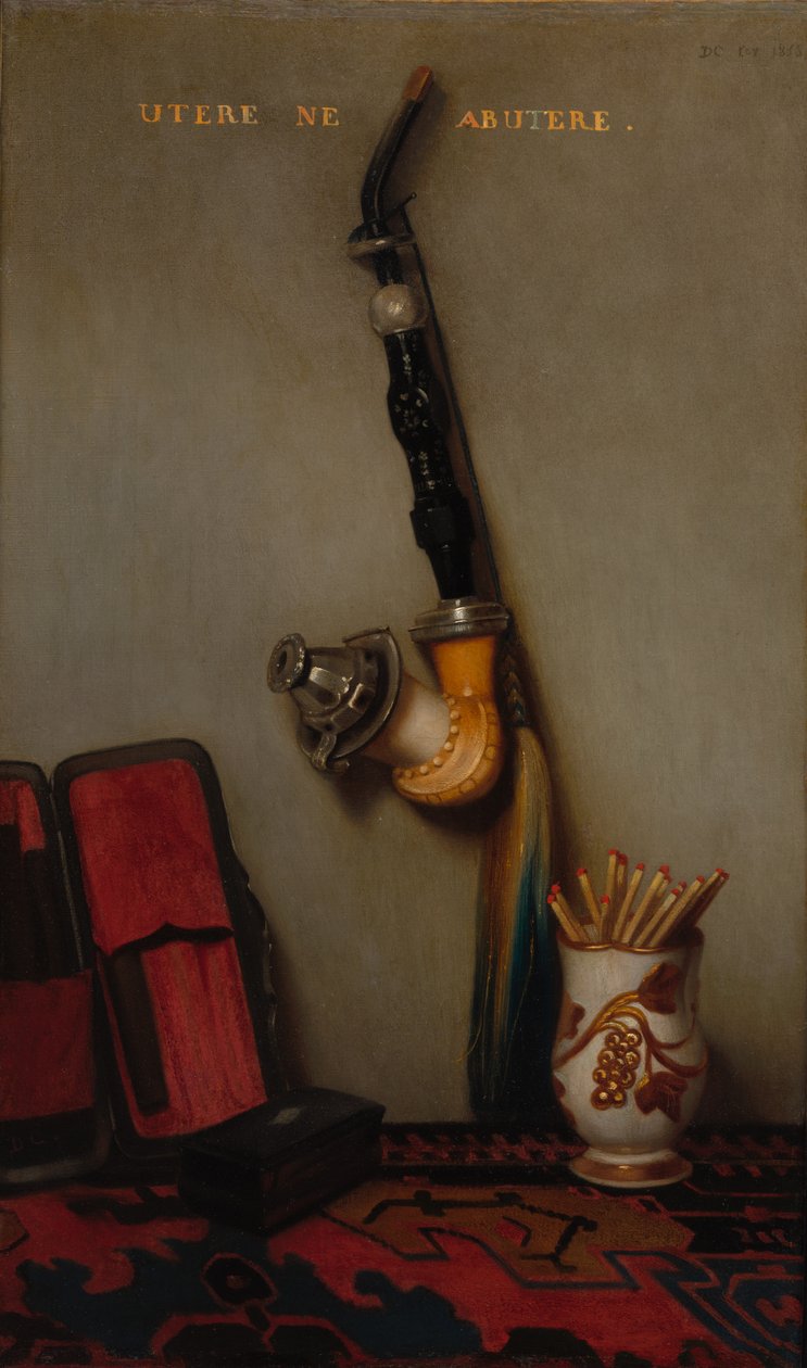 Stilleben med pipa och tändstickor och stilleben med sill, bröd och ost, 1858. av Alexandre Gabriel Decamps