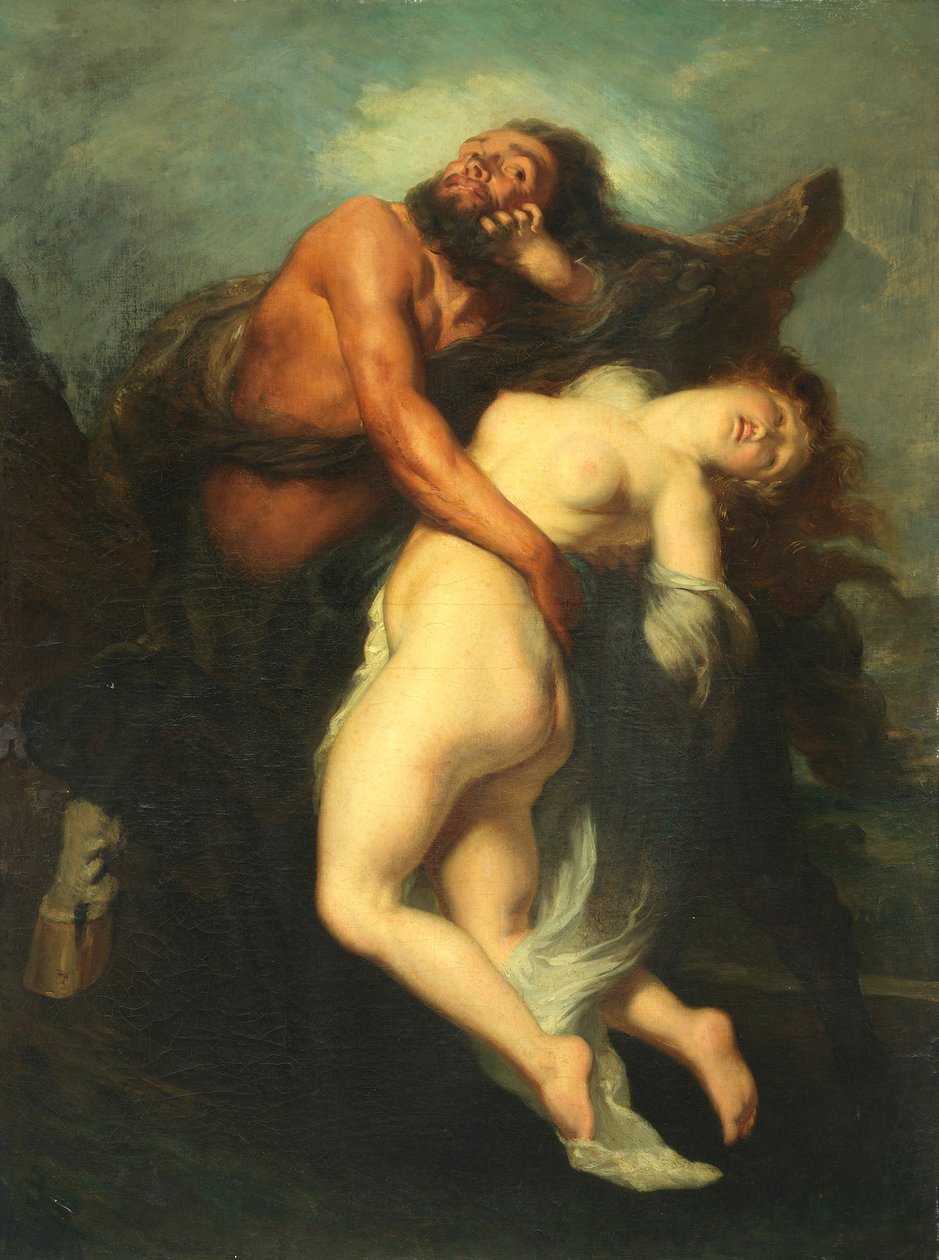 Bortförandet av Deianeira av kentauren Nessus. av Alexandre Gabriel Decamps