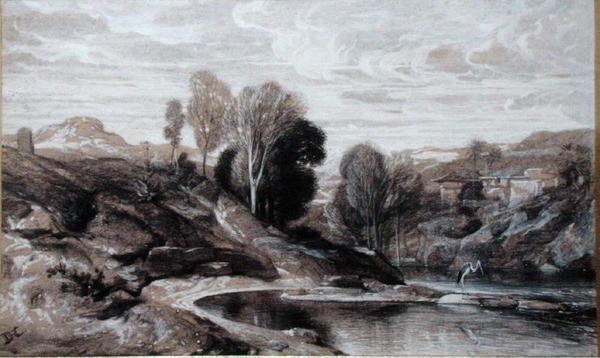 Hägern (bistre och tvätt på papper) av Alexandre Gabriel Decamps