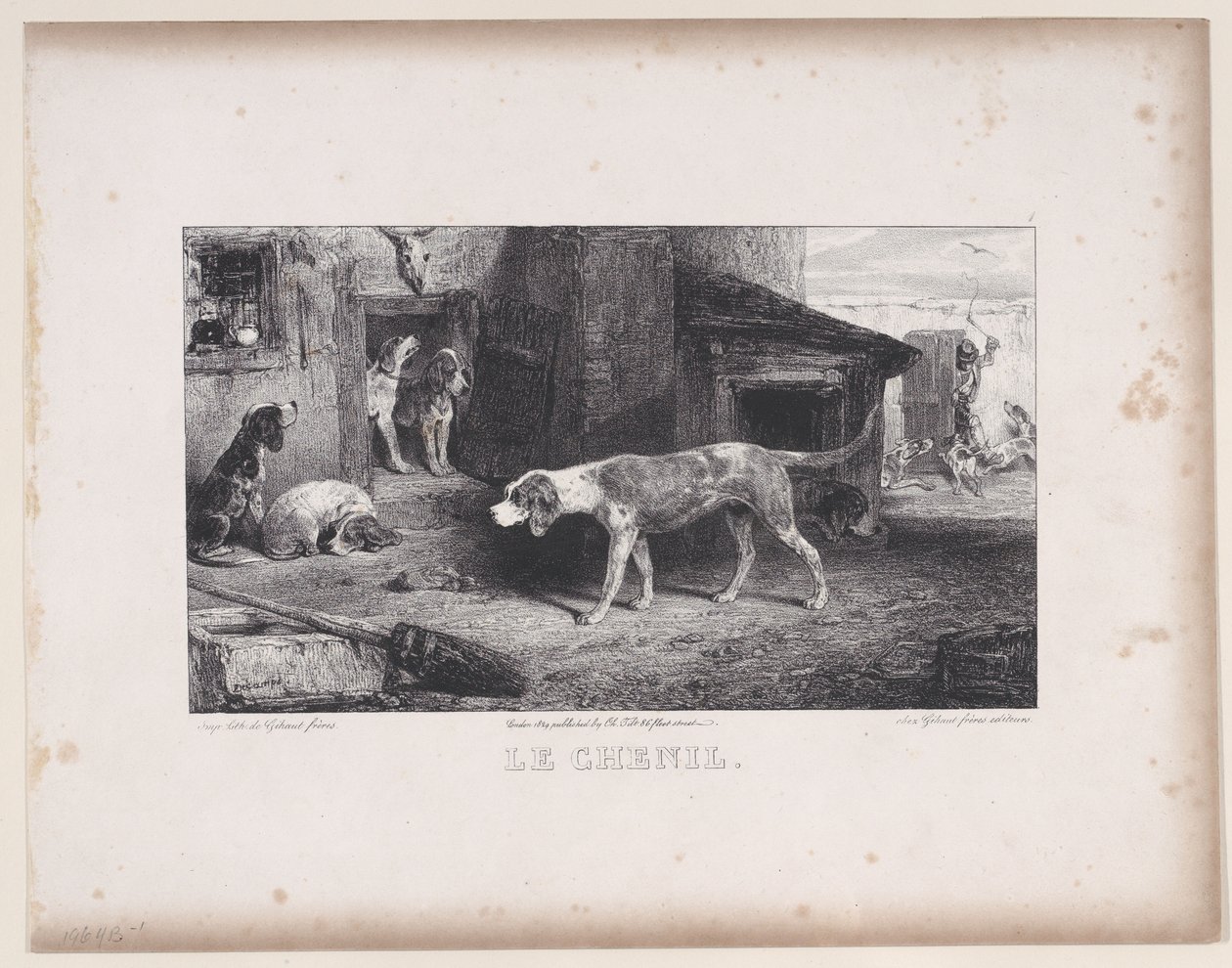 The Kennel, från serien Hunting Scenes, 1829. av Alexandre Gabriel Decamps