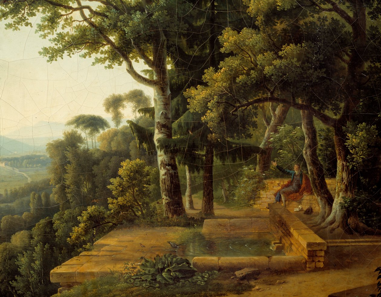 Filosofen Jean Jacques Rousseau (1712-1778) mediterar 1770 i Parc de la Rochecordon nära Lyon Detail. Målning av Alexandre Hyacinthe Dunouy (1757-1841) av Alexandre Hyacinthe Dunouy