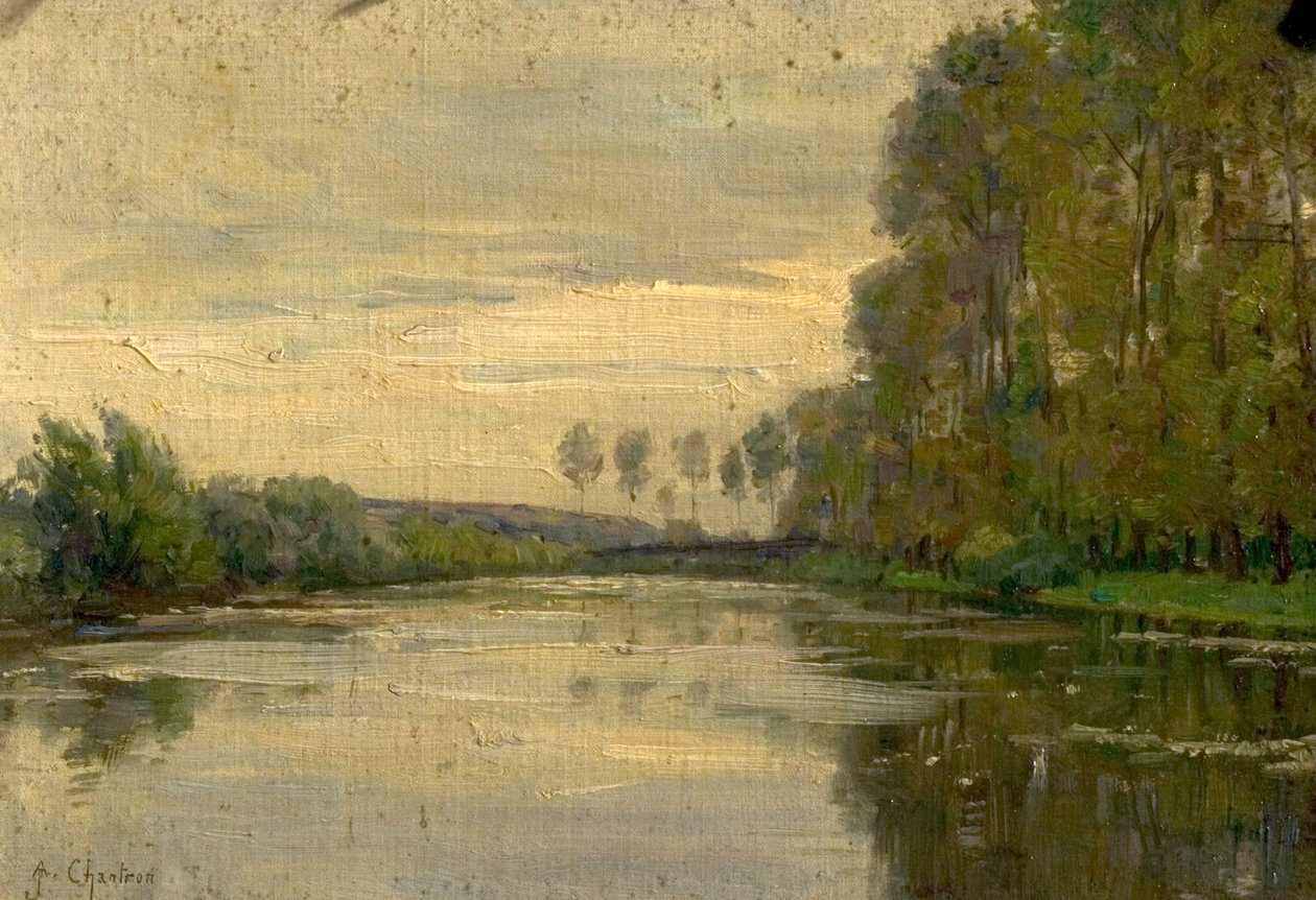 Flodscenen, Nedre Loire, Frankrike av Alexandre Jacques Chantron