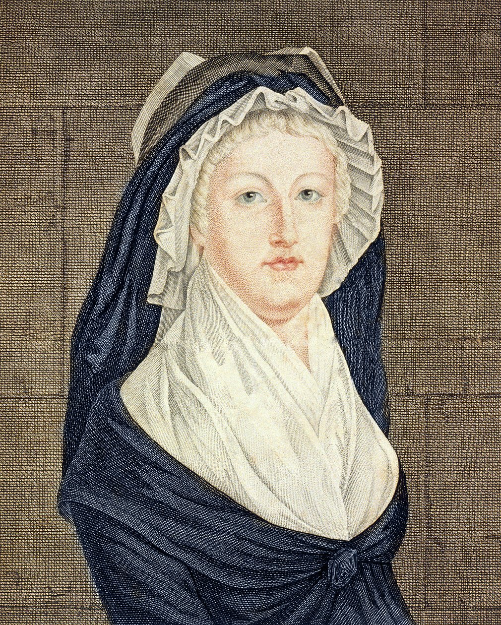 Marie Antoinette (1755-93) på conciergen, efter en målning av Alexandre Kucharski (1741-1819) - Porträtt av drottning Marie Antoinette (1755-1793) vid Concierge-gravyr efter målningen av Alexandre Kucharski (1741-1819) av Alexandre Kucharski